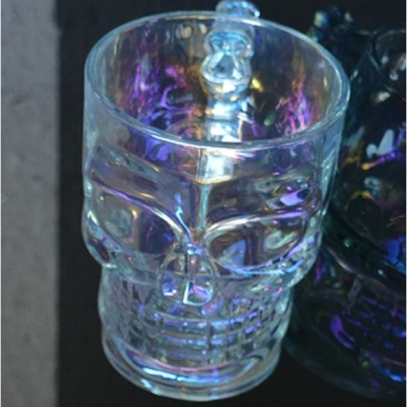Glass Skeleton Handle Cup.Iridescent,Color,Bones Handle,Great Weight to it! - Picture 5 of 7